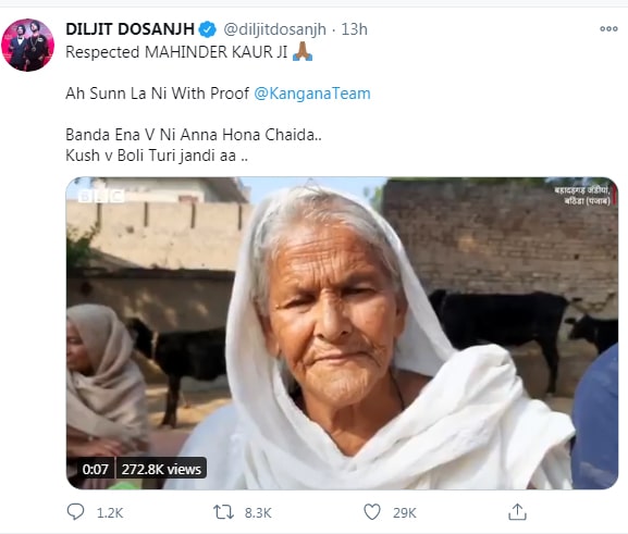 diljit reply kangana